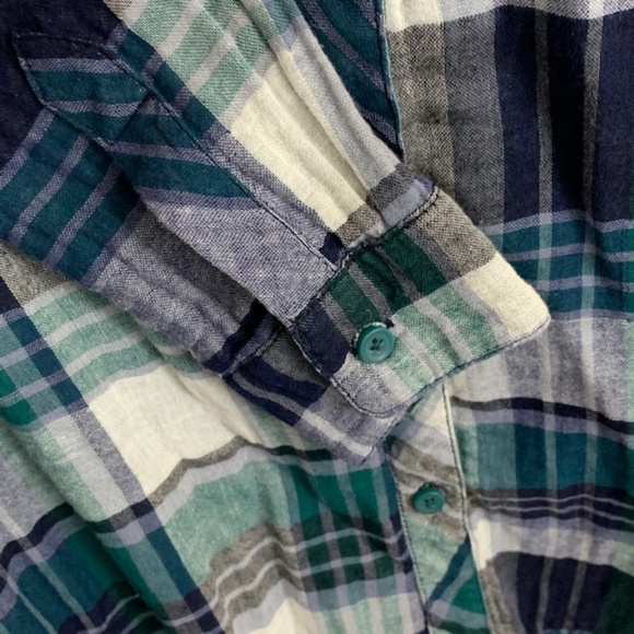 BeachLunchLounge Green/Blue Plaid Flannel - S - Picture 3 of 5